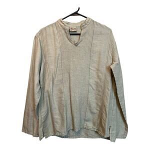 Akkriti Cotton Modal Tunic Blouse Shirt Top Beige Neutral Tan Boho Hippie S